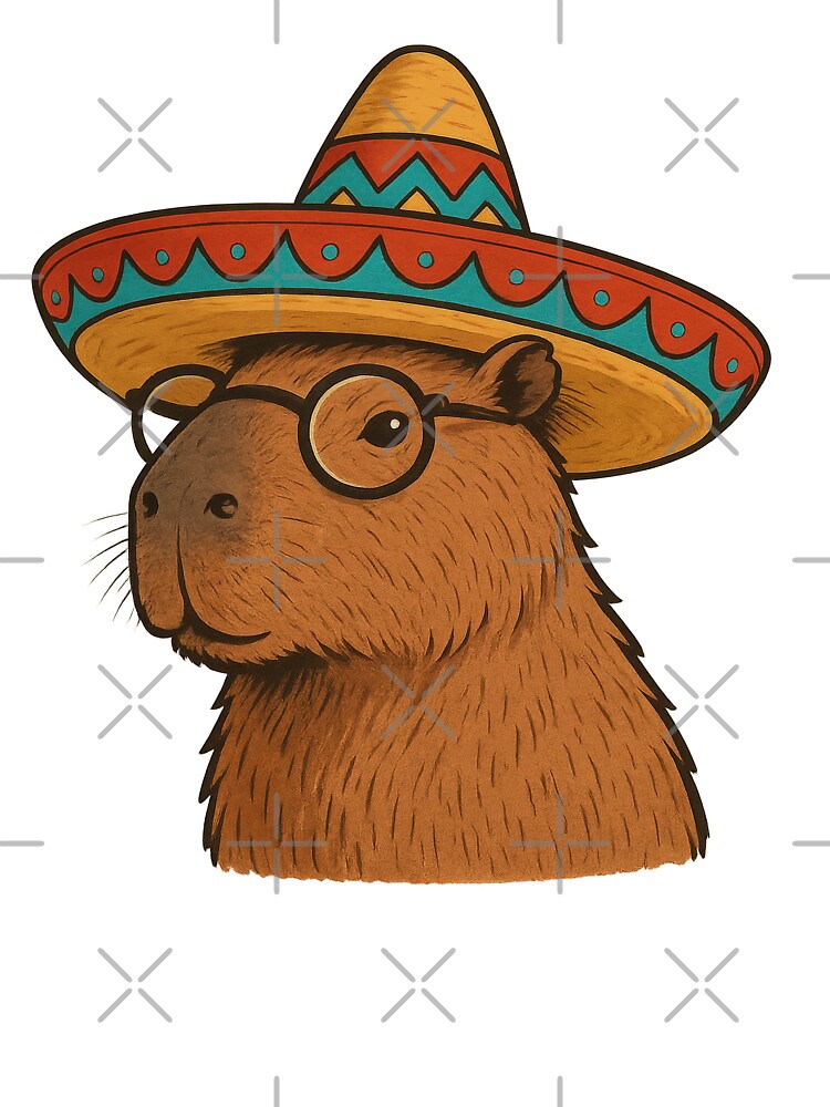 Capybara With Sombrero And Glasses Funny Smart Capybara Art by RetroPop23