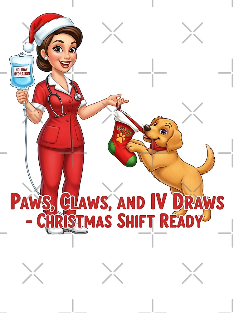 Paws, Claws and IV Draws – Christmas Shift Ready | Nurse & Pet Holiday Humor by CuteDesignables