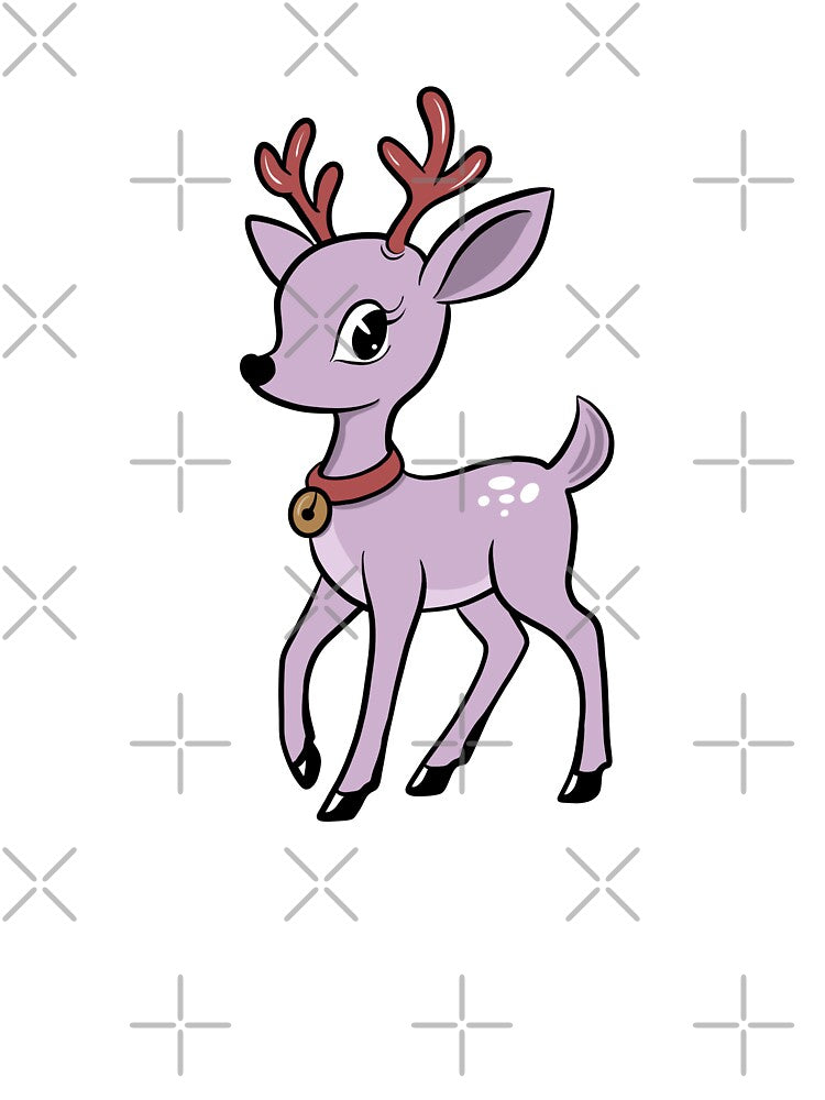 Retro Christmas Reindeer - Pastel Purple by ellealsopaints