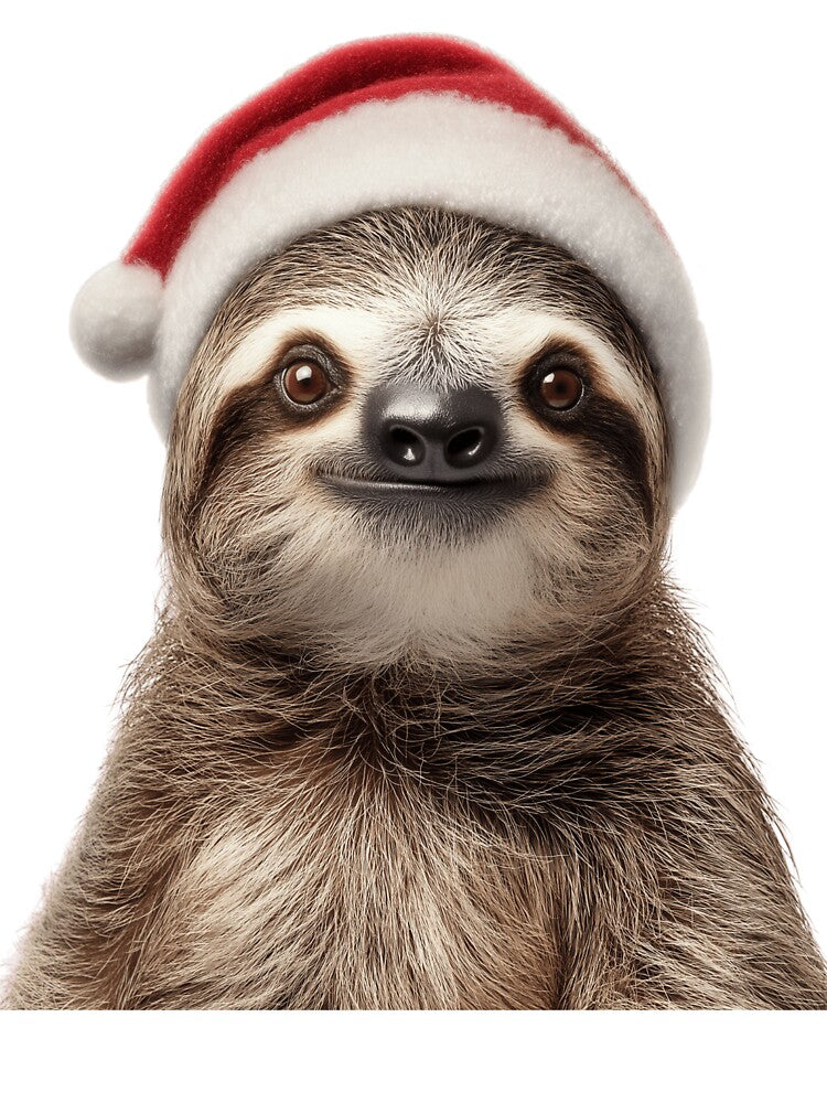 Sloth with Christmas Hat – Festive Sloth Xmas Design by LazyOwlStore