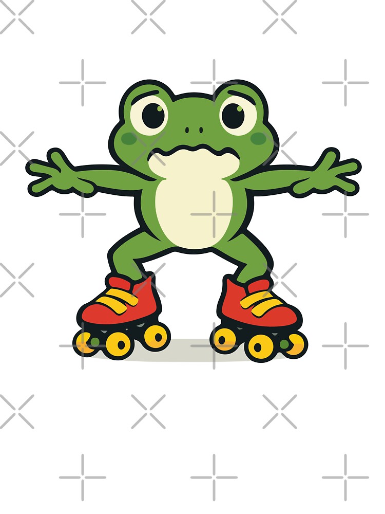 Funny Frog Cartoon on Roller Skates by stylishdzign
