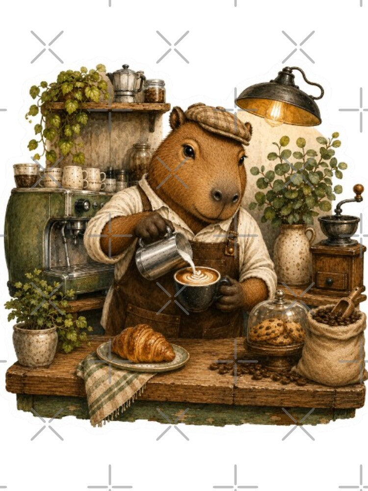 Barista Capybara Making Latte Art by Snurly