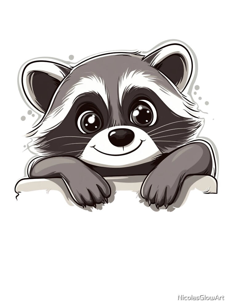 Cute Raccoon Peeking by NicolasGlowArt