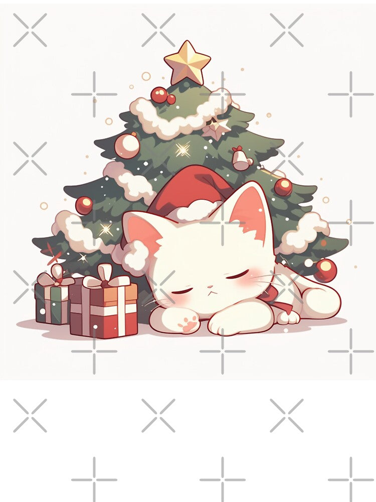 Festive Kitty Cat sleeping under the Christmas tree by MendaciousMina