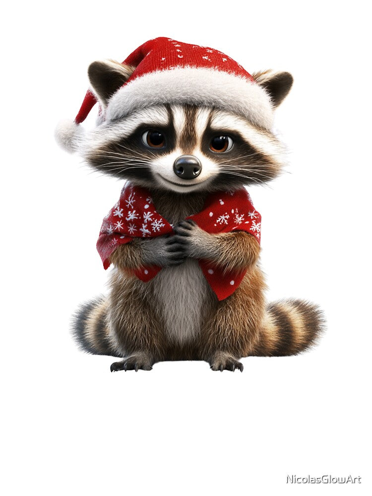 Christmas Cute Raccoon by NicolasGlowArt