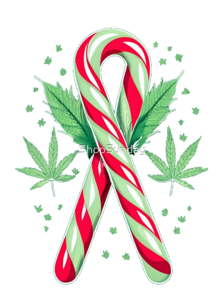 Cute Christmas Funny Marijuana And Candy Canes  Popart Style Colorful Humor by ShopSunday