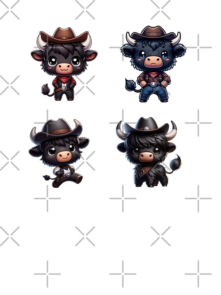 Cute Cowboy Black Highland Cows by TheAnimalZ00
