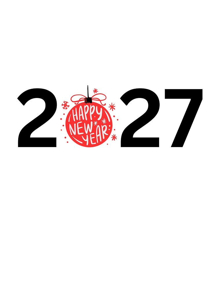 Happy New Year 2027 Red Ornament Typography by mariana83
