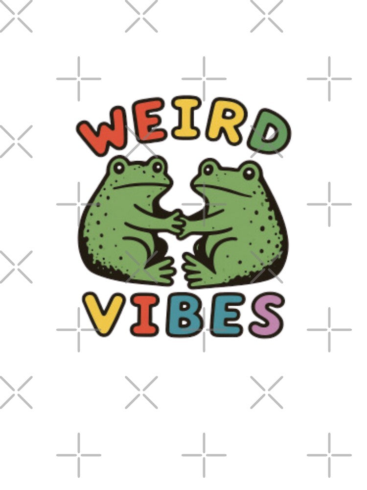 Weird Vibes Retro Frogs Shaking Hands - Goblincore Aesthetic Typography by HBDStudio