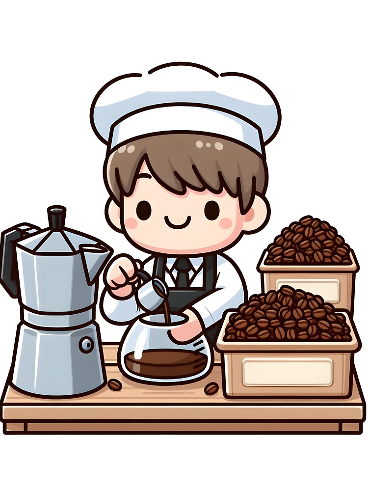 Kawaii Barista With A Coffee Pot Hat by CanvasCutie