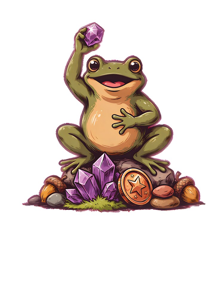 Frog Collecting Shiny Things Goblincore Woodland Creature Art by Chuanski2405