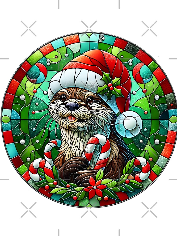 Christmas otter, Stained Glass Art by Truck Stop One