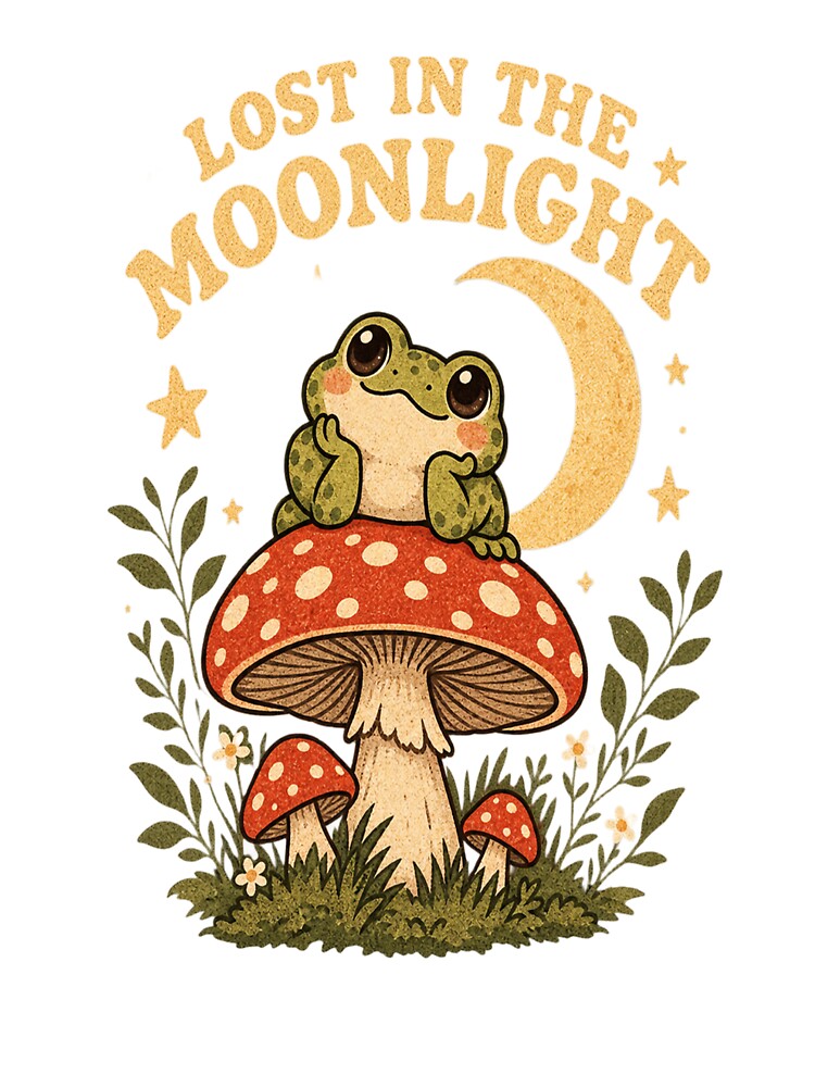 Lost in the Moonlight Frog – Cute Mushroom Frog Vintage Forest Design by KhadijaArt ⭐⭐⭐⭐⭐