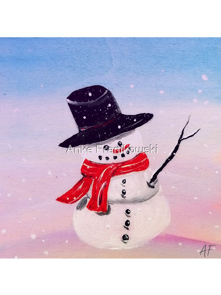 cute snowman painted on wood, by Anke Franikowski