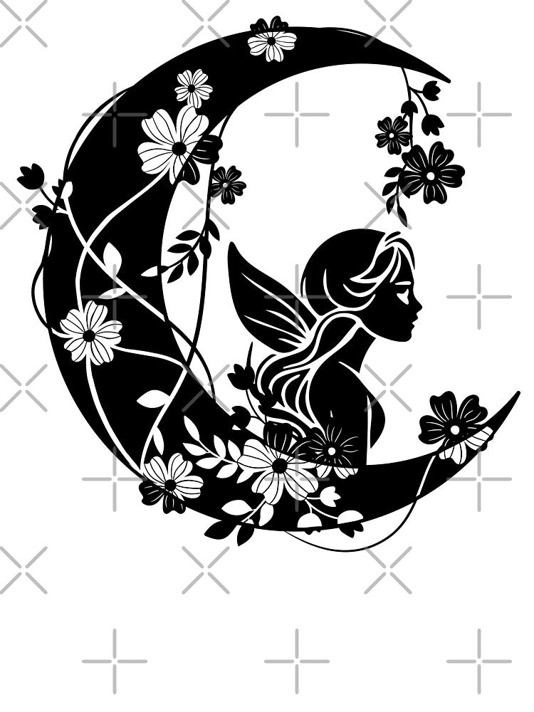 Floral Fairy Moon Silhouette by StingReyDesigns