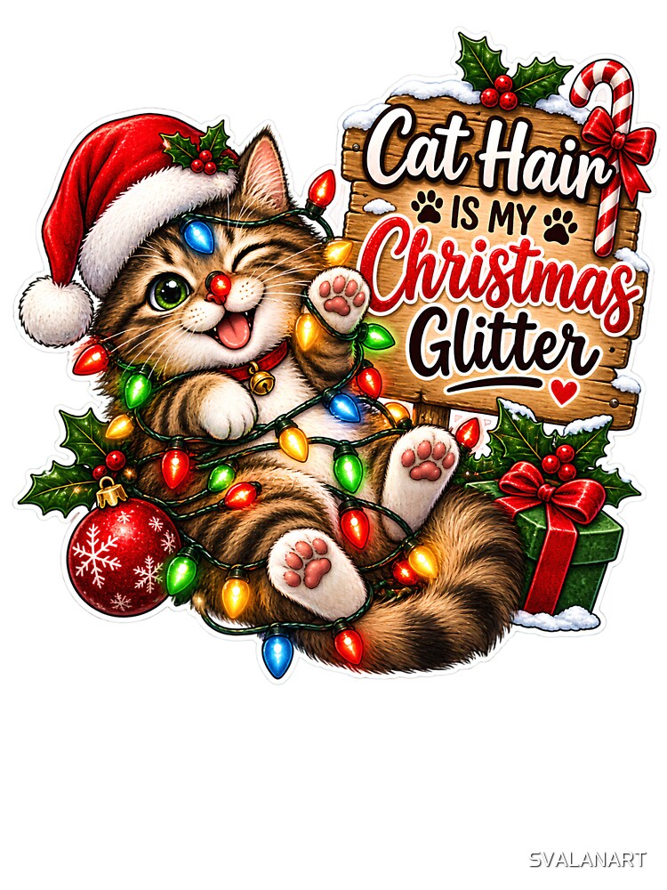 Cat Hair Is My Christmas Glitter – Funny Christmas Cat by SVALANART