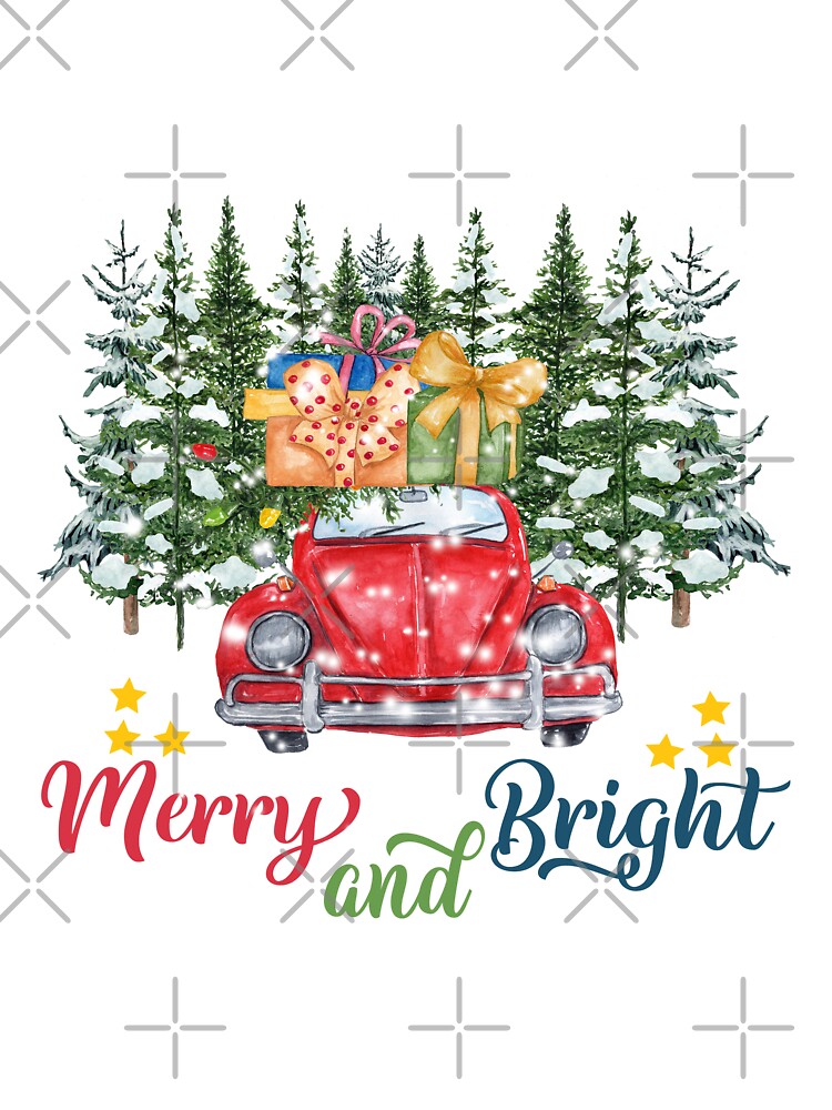 Merry and Bright car Merry Christmas, Christmas car. Snow christmas by Khalu