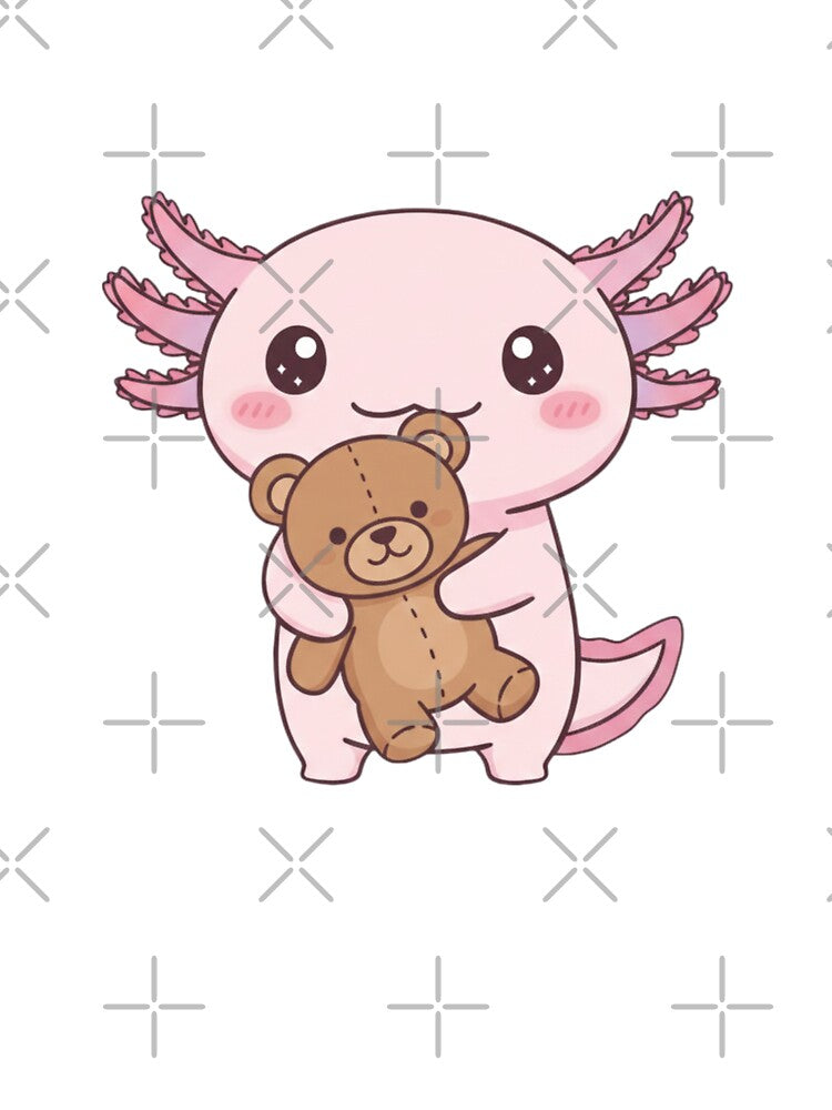 Teddy bear Axolotl cute kawaii pink funny adorable doodle birthday christmas by CheeseBlueprint