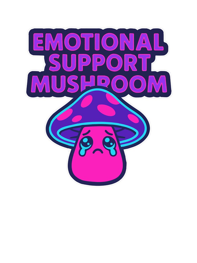 Emotional Support Mushroom – Cute Sad Kawaii Sticker by unicorn-v