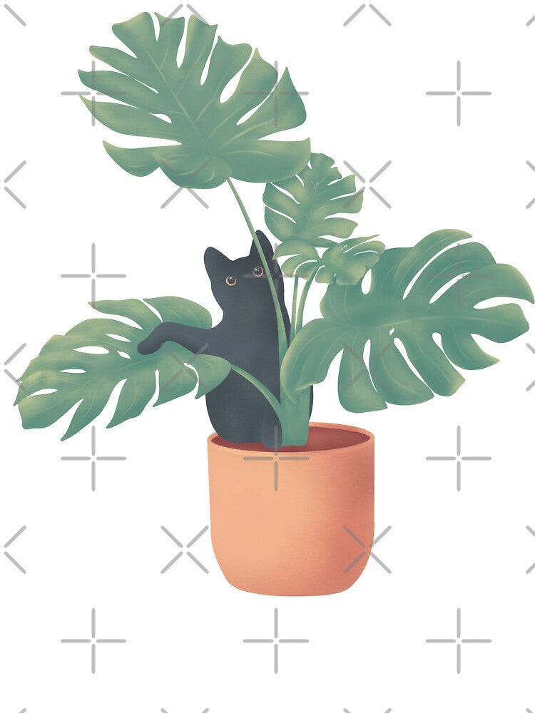 Black cat in Monstera by Sydni0216