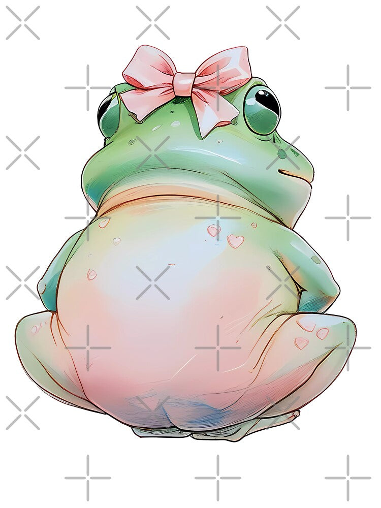 Kawaii Frog with Bow, Frog Butt - Adorable Pastel Aesthetic Sticker by KateVil