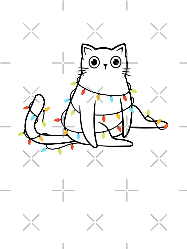 Cat tangled in Christmas lights design 2 by Dominika Farkašová