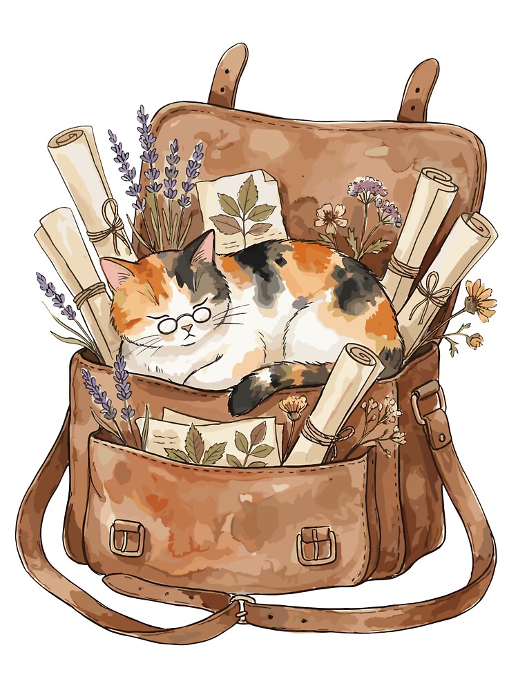 Light Academia: Scholarly Calico Cat by bapupa
