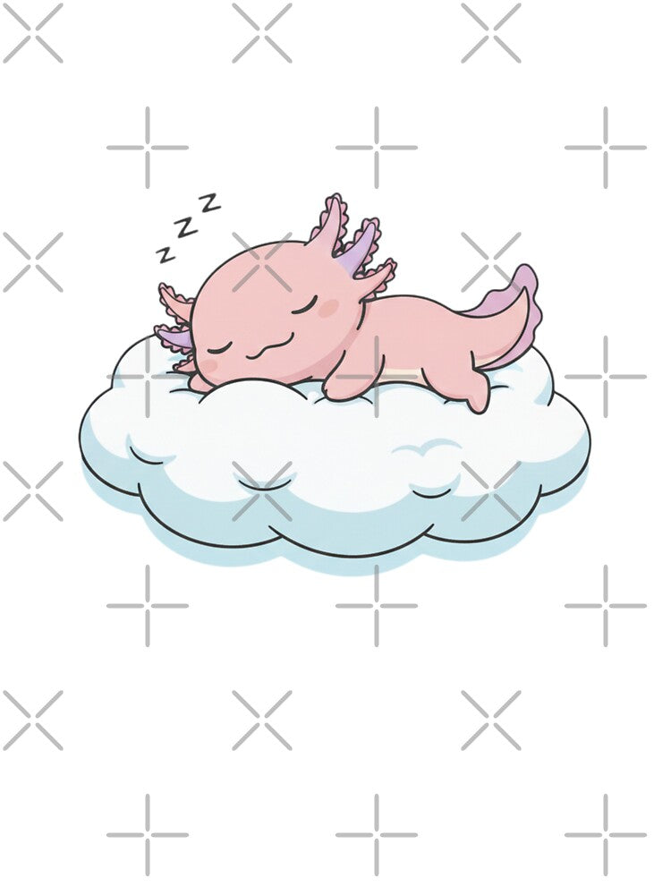 Sleep Axolotl cute kawaii pink funny adorable doodle birthday christmas by CheeseBlueprint