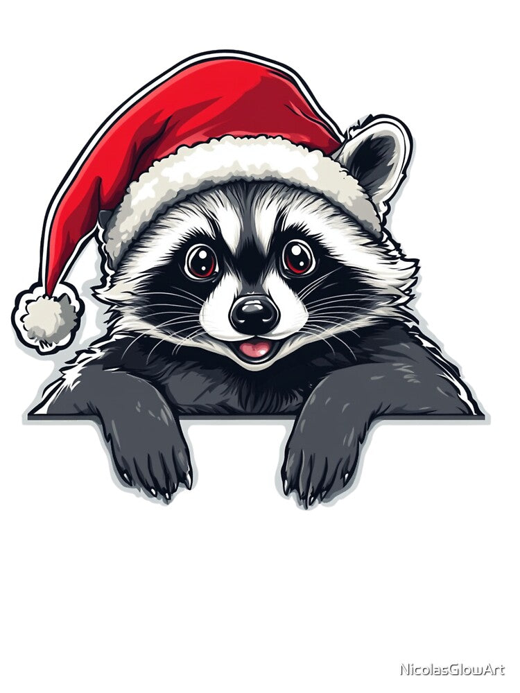 Peeking Christmas Raccoon by NicolasGlowArt
