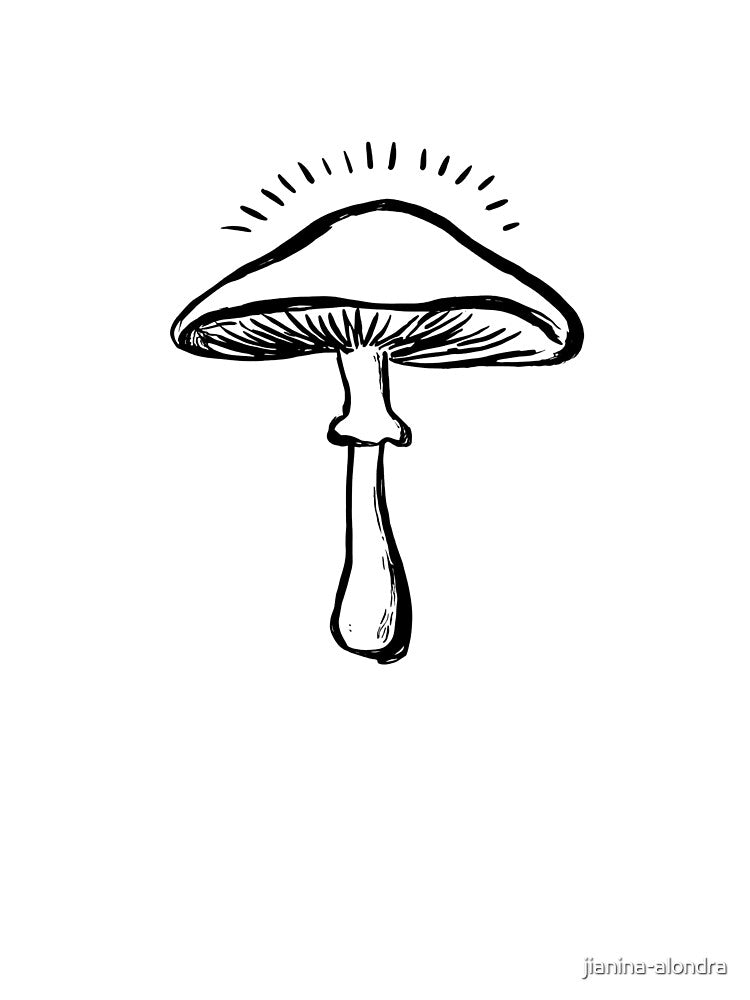 Mystical Mushroom Vintage Botanical Line Art by jianina-alondra