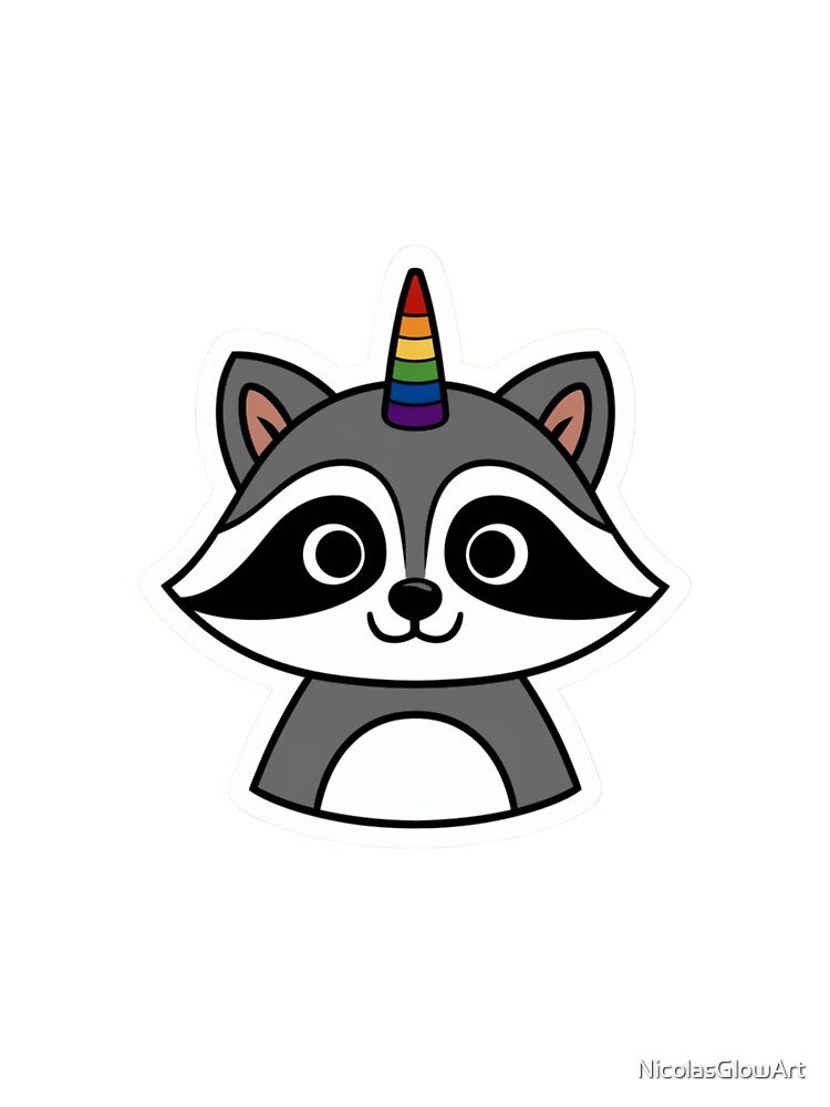 Cute Raccoon Rainbow Horn by NicolasGlowArt
