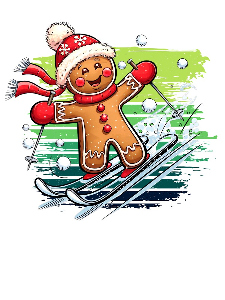Skiing Gingerbread Man Christmas Design by KelvinBlaze