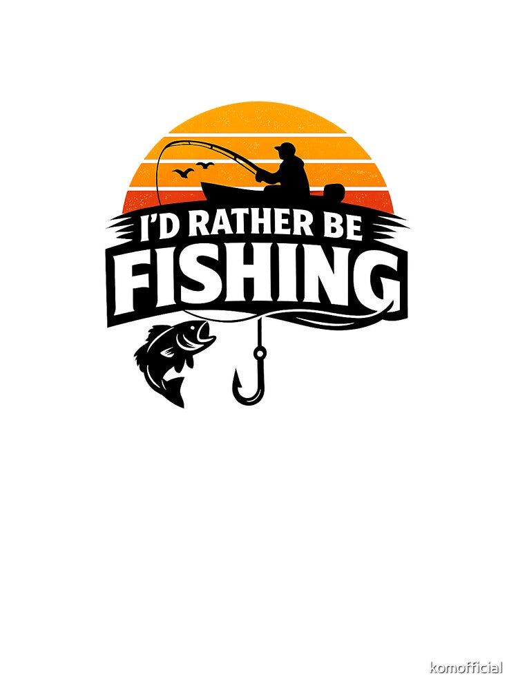 i'd rather be fishing - funny fishing shirt vintage sunset fisherman Design by komofficial