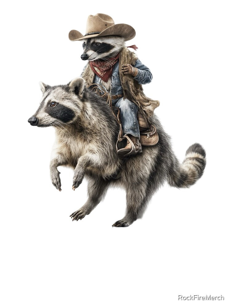 Cowboy Raccoon Riding Raccoon Rodeo by RockFireMerch