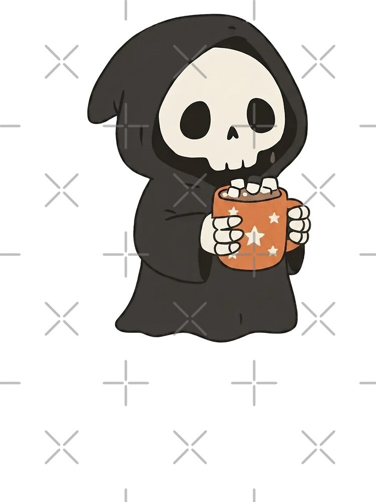 Cute Grim Reaper Hot Chocolate Marshmallow Kawaii Spooky Winter by wingoo22