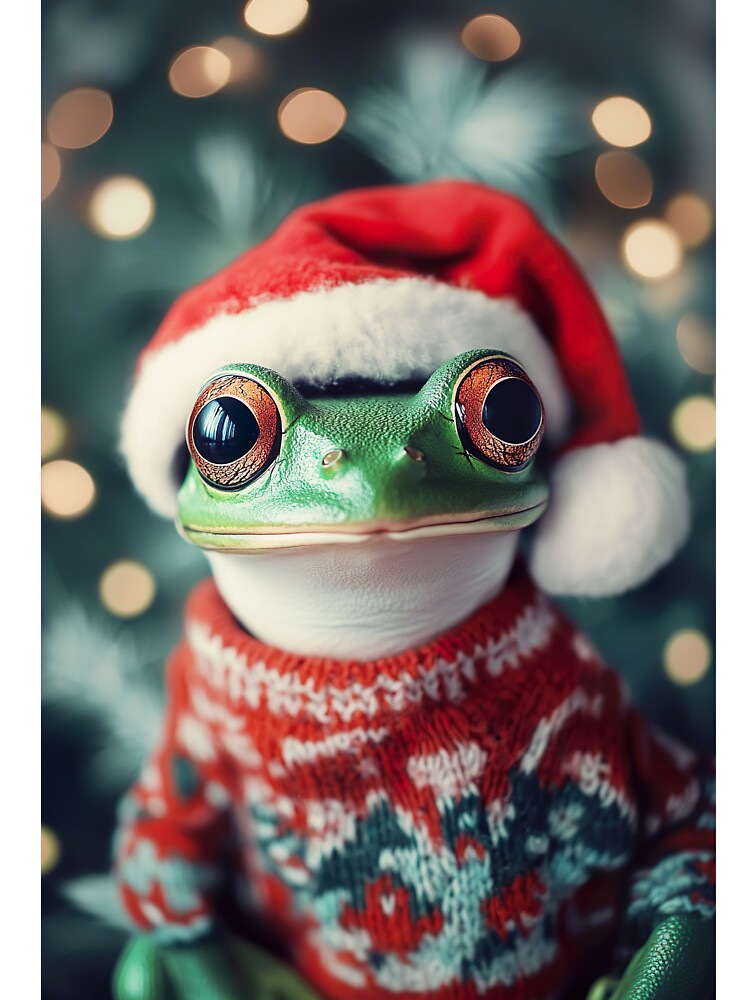 Cute Christmas Frog, Funny Retro Animal Photo by CheekyAnimalz