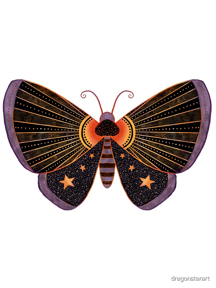 Black Moth with Stars by dragonstarart