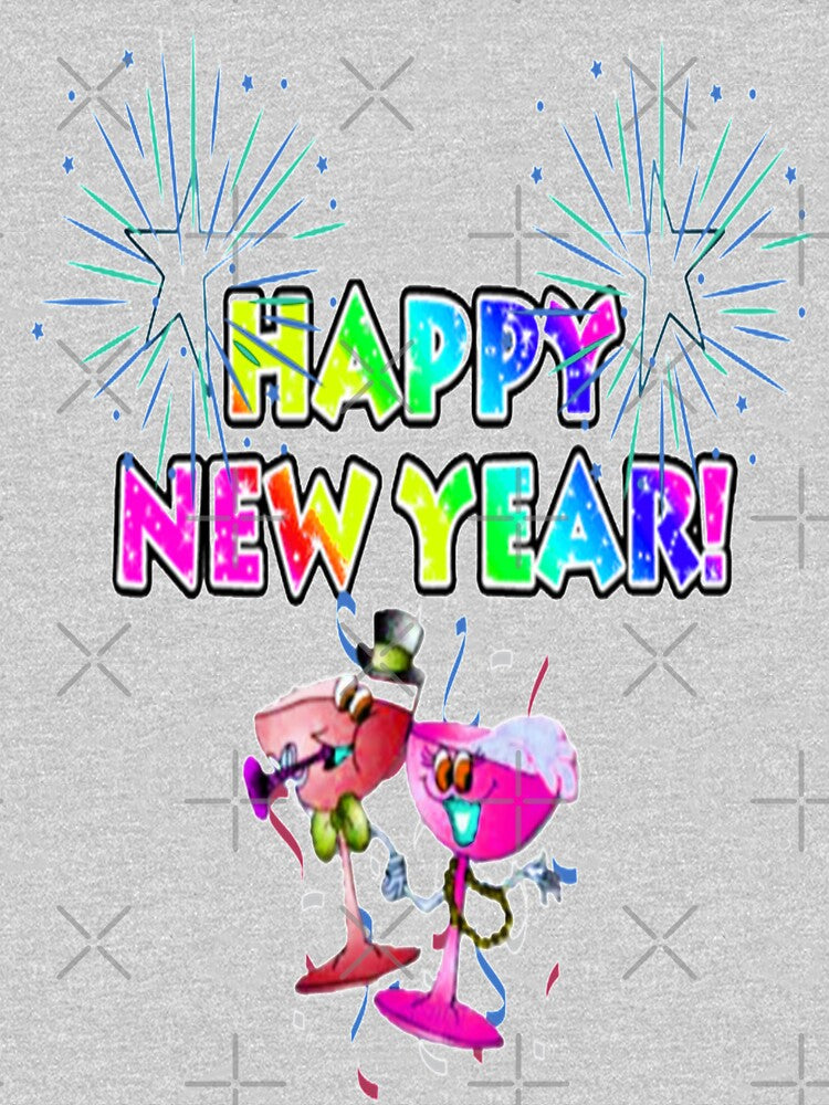 Happy New Year Colorful Abstract Lettering Design with Glasses,3, Howdy New Year,New Years Celebration, New Years Eve Countdown by Adri Barnard