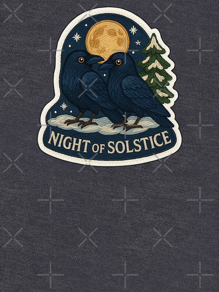 Raven Winter Solstice Embroidery Sticker – Night of Solstice Twin Ravens Patch by Nuist25