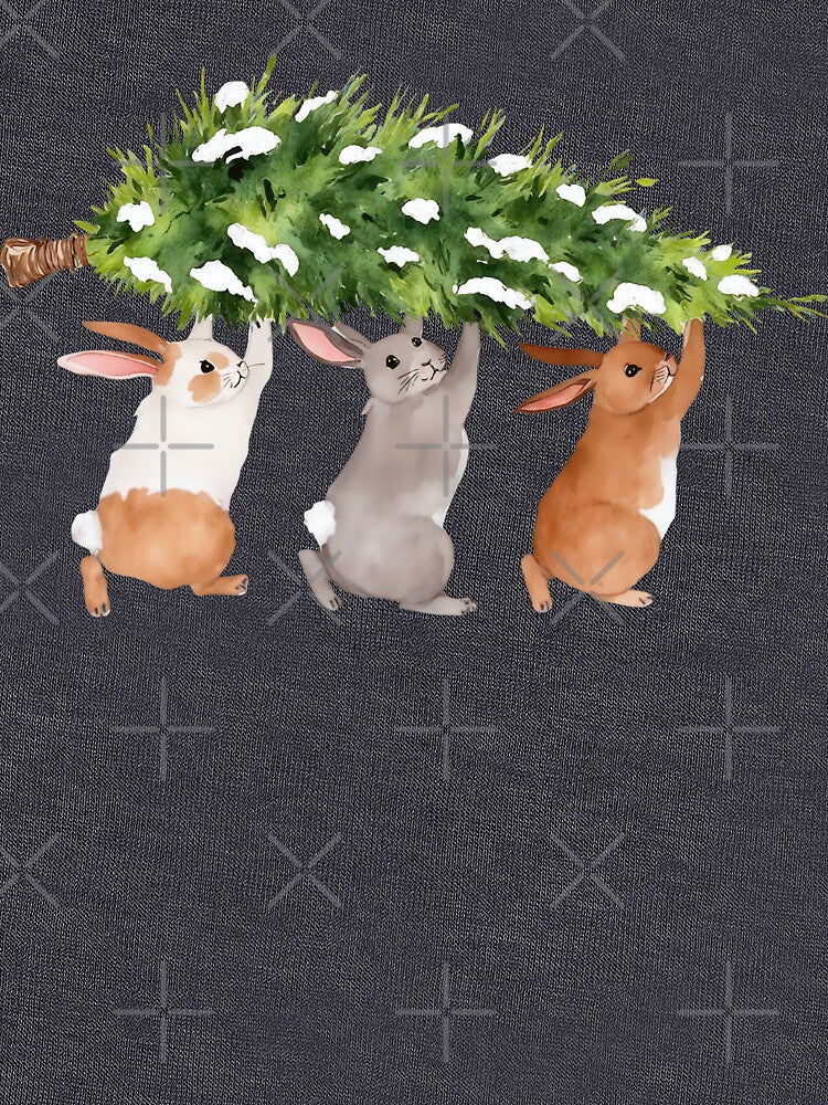 Snow Bunnies Winter Christmas Coquette Watercolor by Magnolia Valley Art