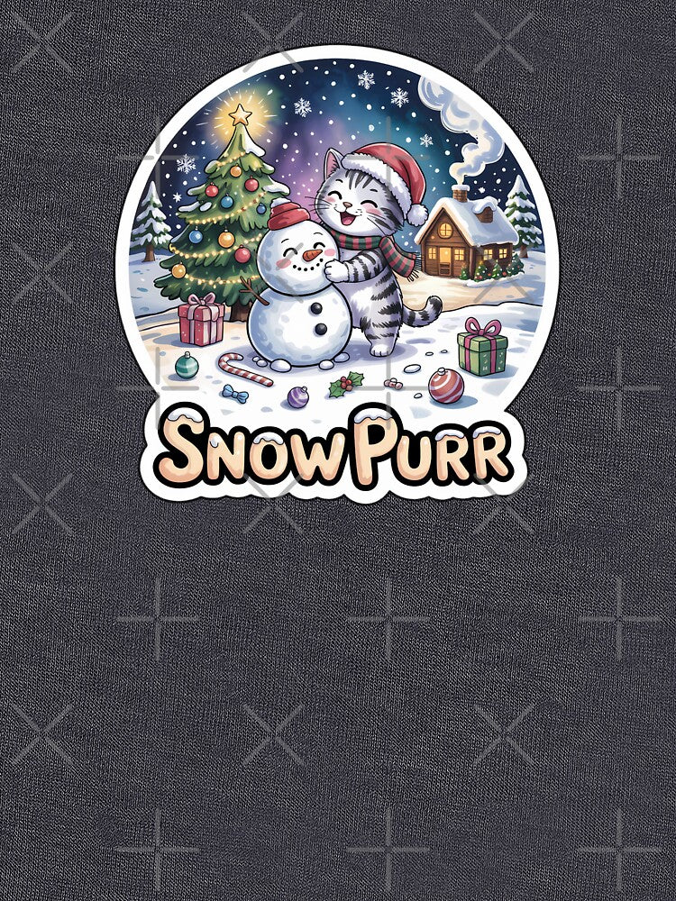 Christmas Cat Sticker – Snow Purr Cute Kitty with Snowman Holiday Art by Nuist25
