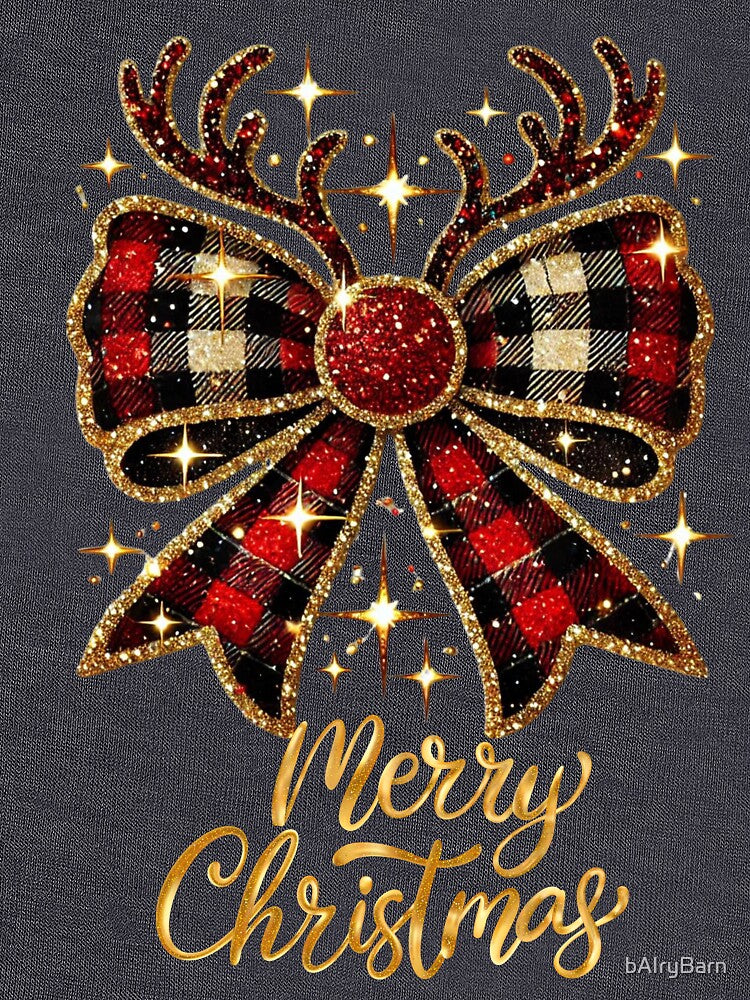 Festive Reindeer Bow with Merry Christmas Greeting by bAIryBarn