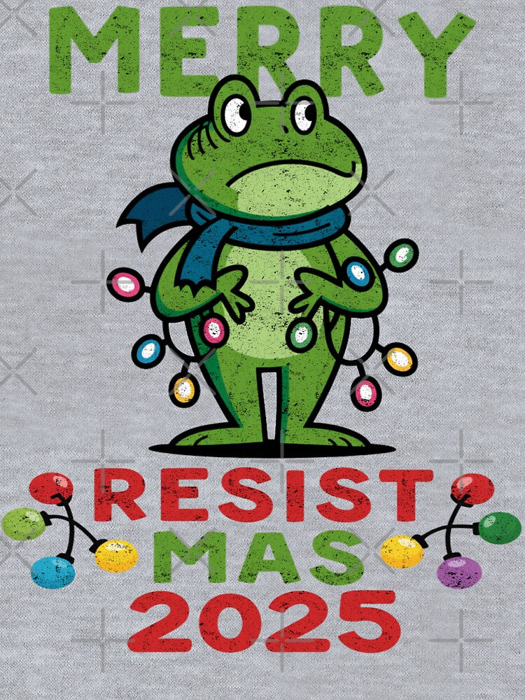 Merry Resistmas 2025 Funny Portland Frog Christmas Design by FreshVibe Prints