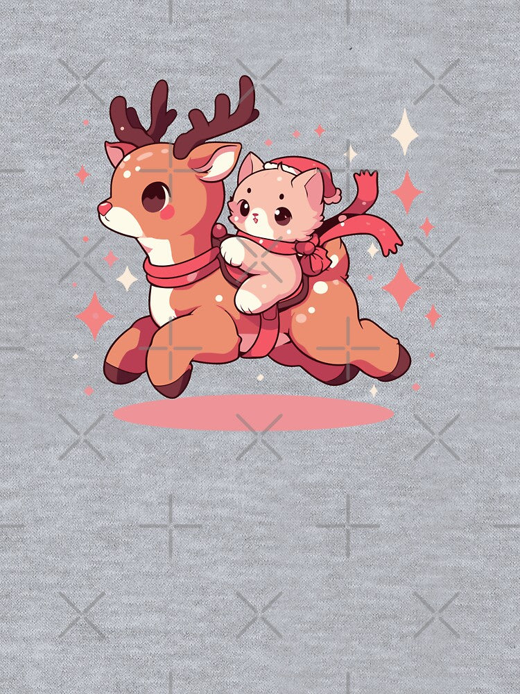 Cute Kitten on a Christmas Reindeer Design - Funny Animal Christmas Art by BubbleCrumbs