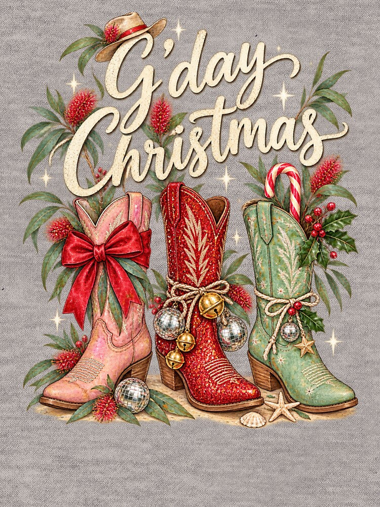G'day Christmas Cowgirl Boots Aussie Beach Christmas Wattle Bottlebrush Disco Boots by Yellowriversss
