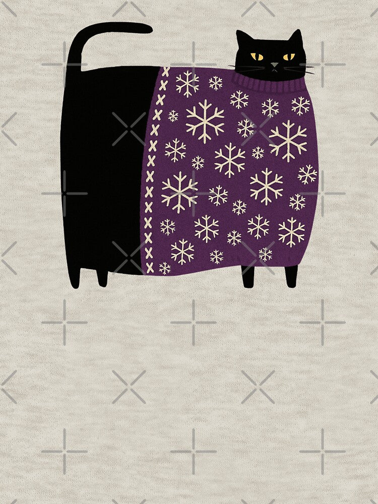Cozy Black Cat – Winter Sweater Snowflake Illustration by Toti Twinkle