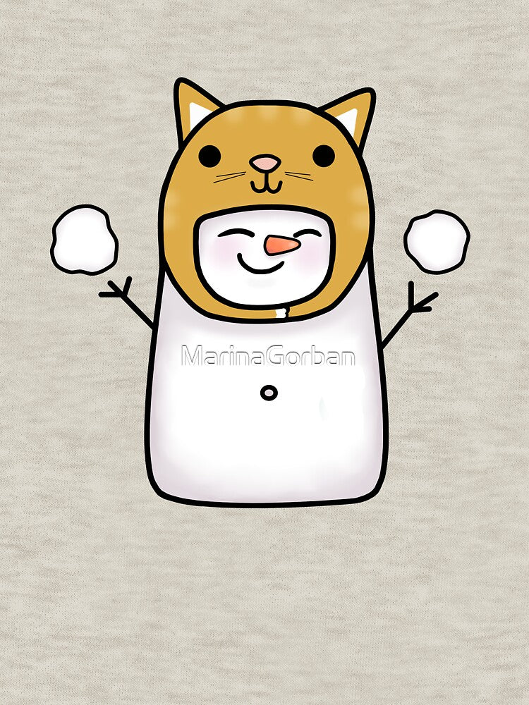 Cute Snowman In A Cat Hat - Merry Christmas Happy Snowman by ViewerEqualsPhoton