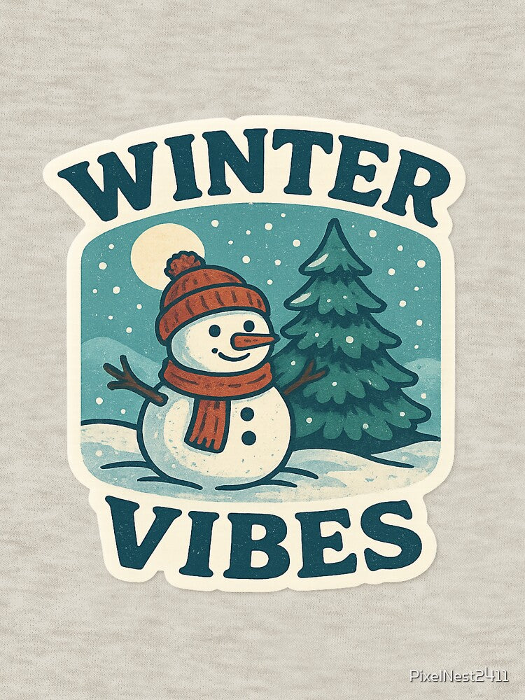 Winter Vibes Retro Snowman Sticker – Cozy Holiday Aesthetic by PixelNest2411