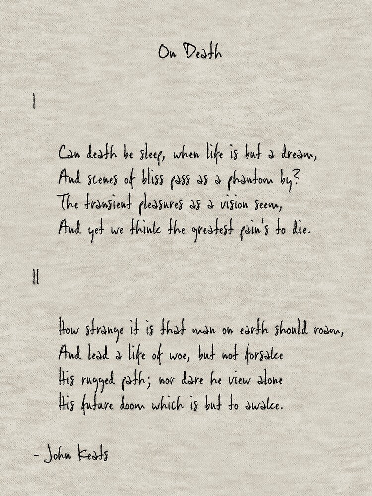 On Death by John Keats Poem by FireflyStudi0s