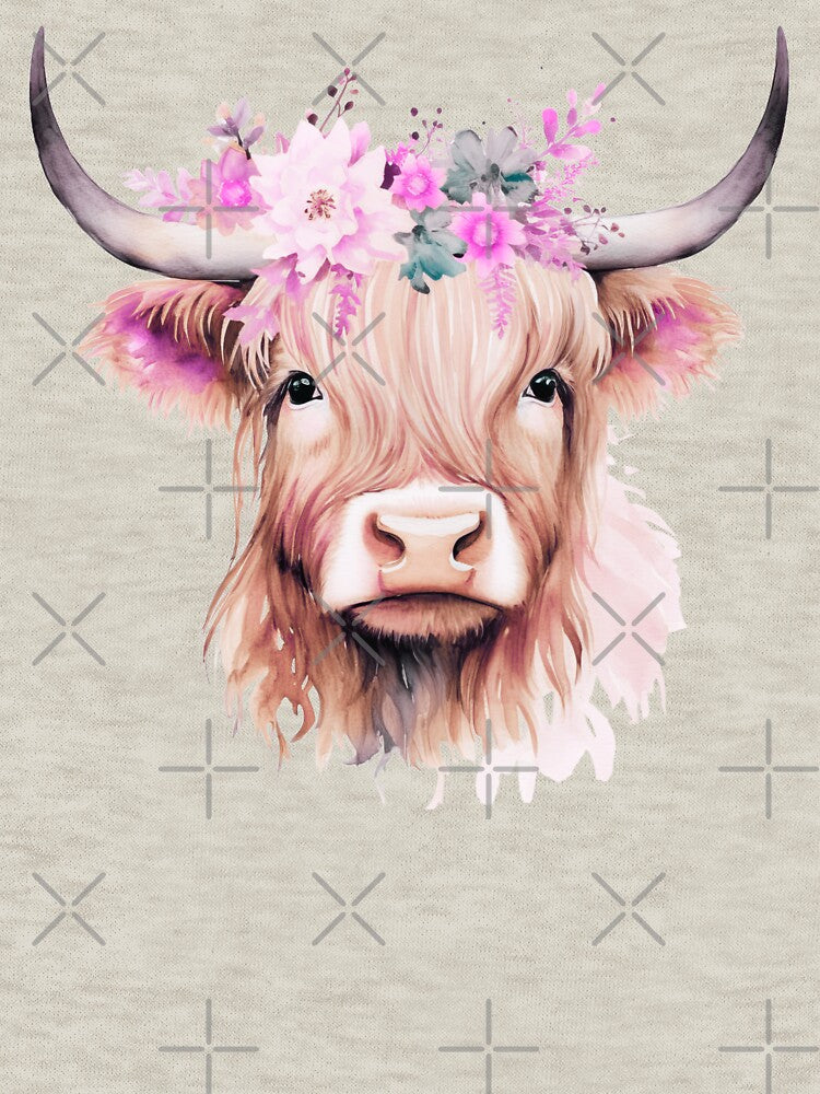 Highland Cow Soft Wild Flowers Boho by LionessLove